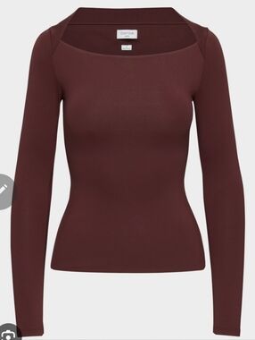 Aritzia Contour Square-Neck Long Sleeve Top - Deep Wine S